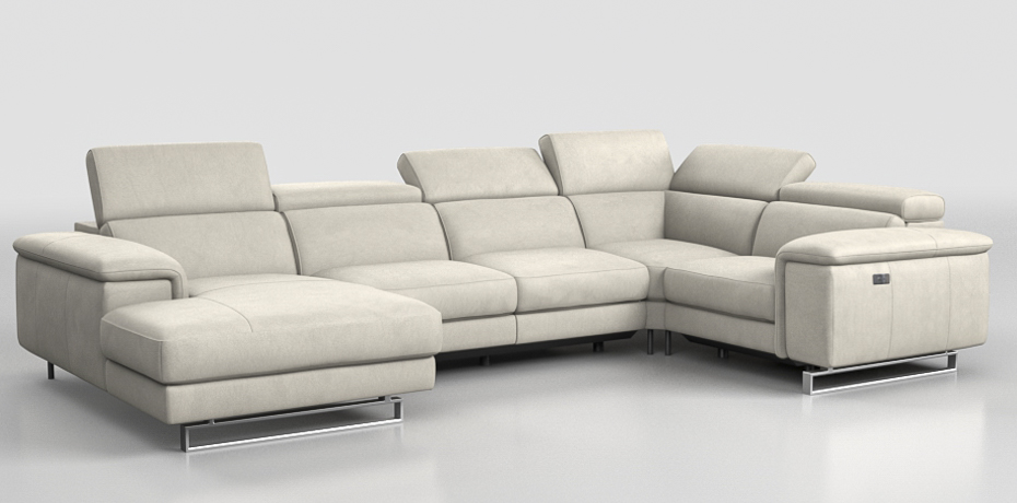 Delebio - large corner sofa with 1 electric recliner - right peninsula